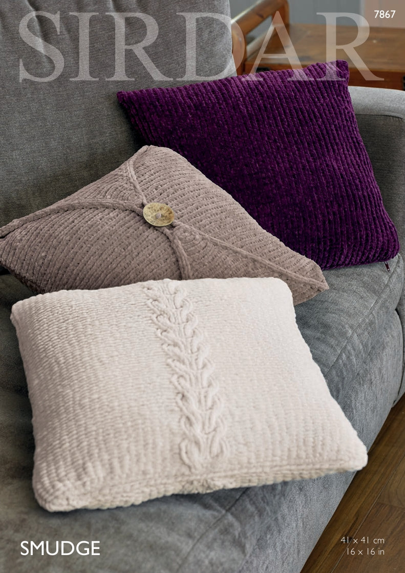 Sirdar Cushion Covers Knitting Pattern in Sirdar Smudge 7867P PDF DOWNLOAD