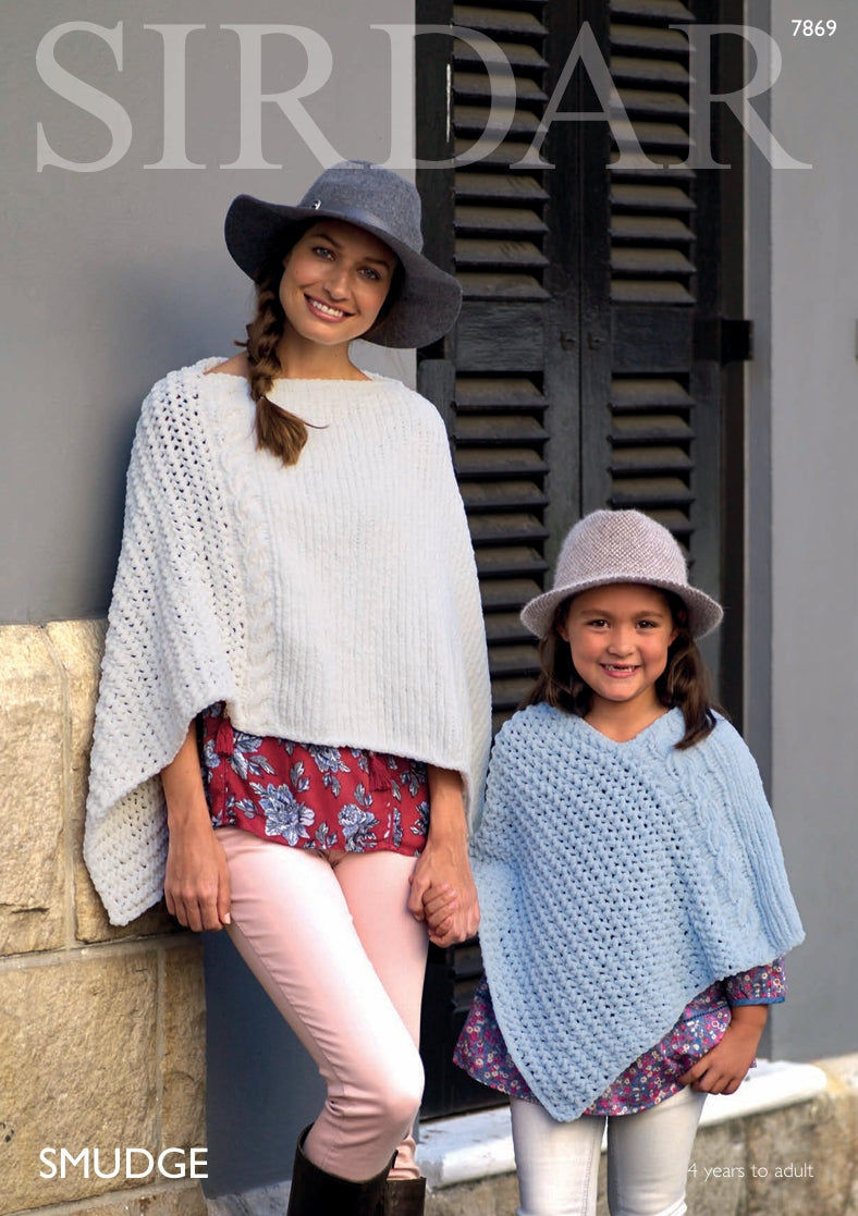 Sirdar Ponchos Knitting Pattern in Sirdar Smudge 7869P PDF DOWNLOAD