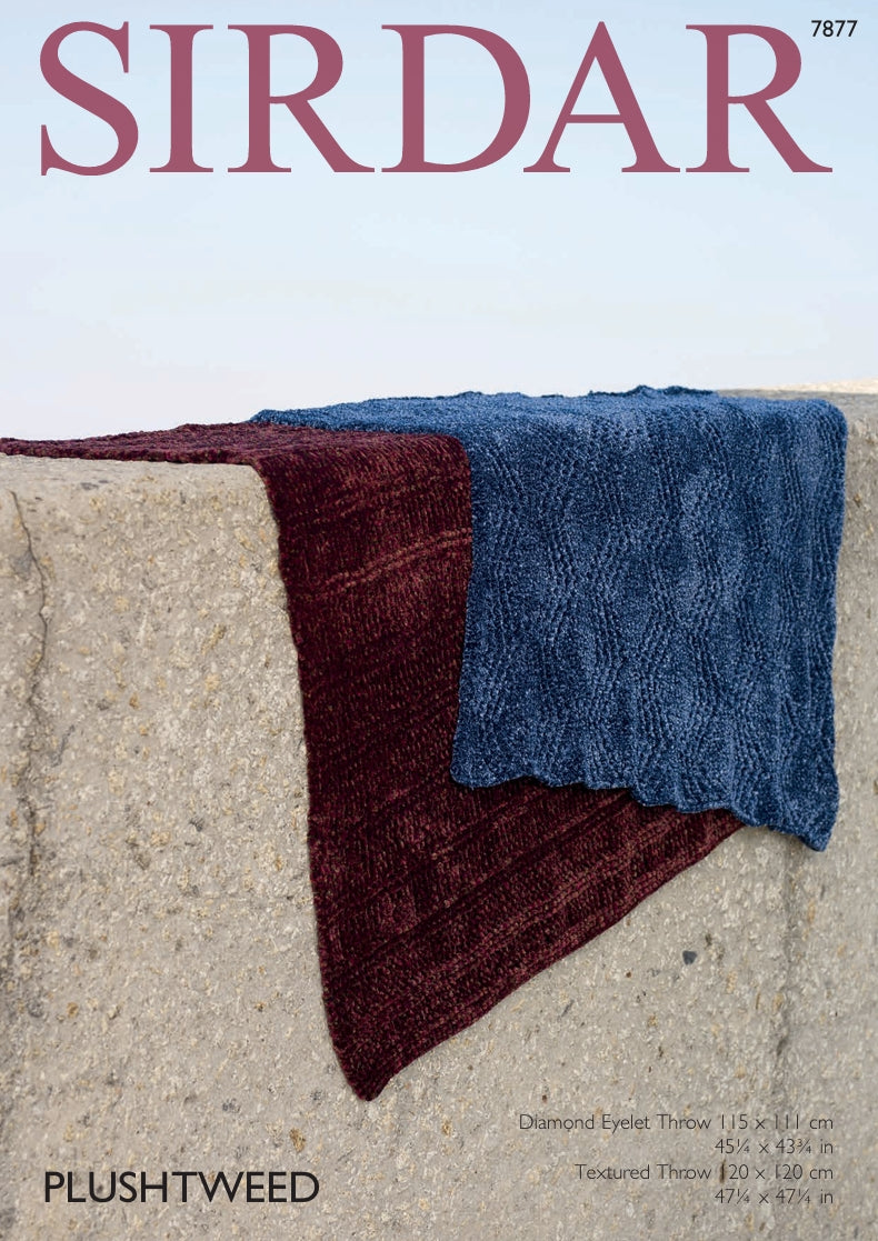Sirdar Throws Knitting Pattern in Sirdar Plushtweed 7877P PDF DOWNLOAD