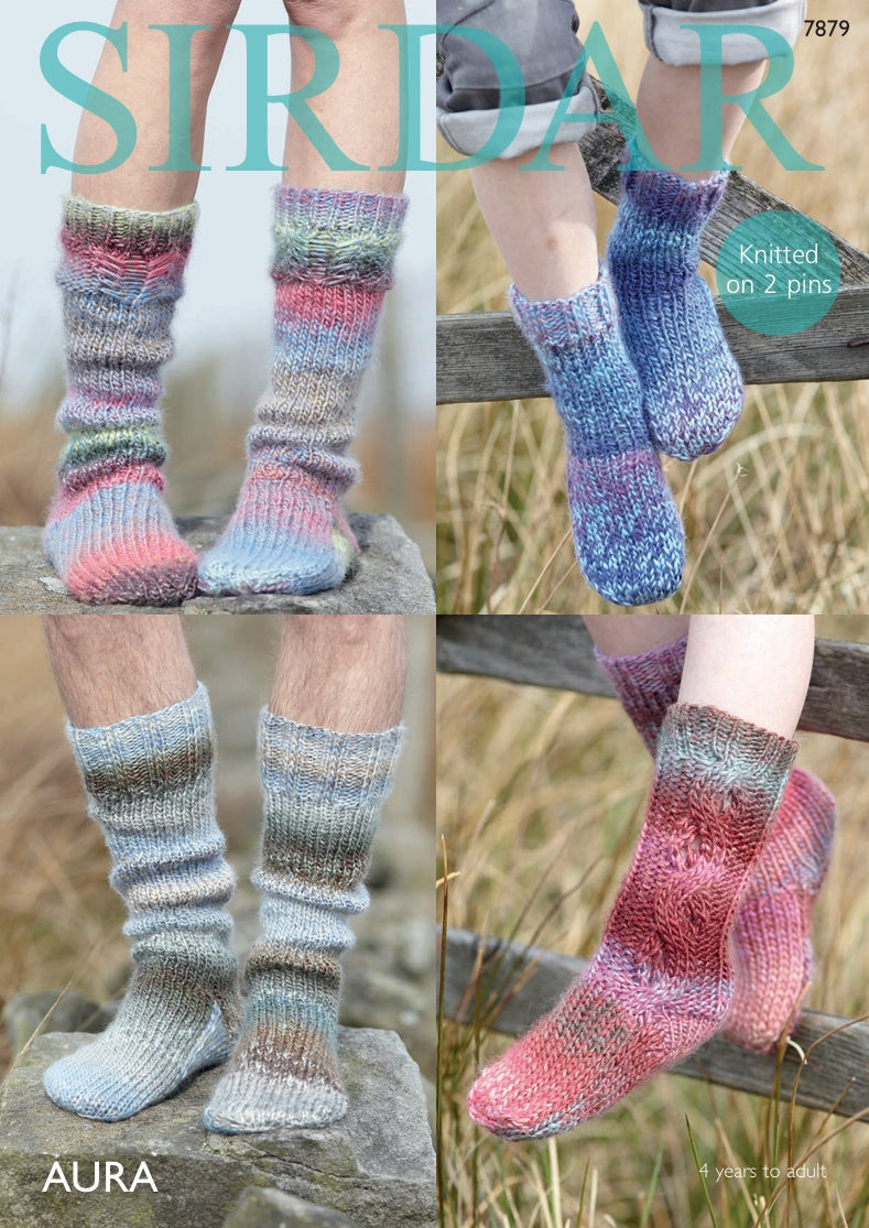 Sirdar Socks Knitting Pattern in Sirdar Aura 7879P PDF DOWNLOAD