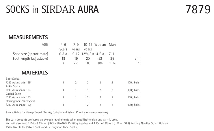 Sirdar Socks Knitting Pattern in Sirdar Aura 7879P PDF DOWNLOAD