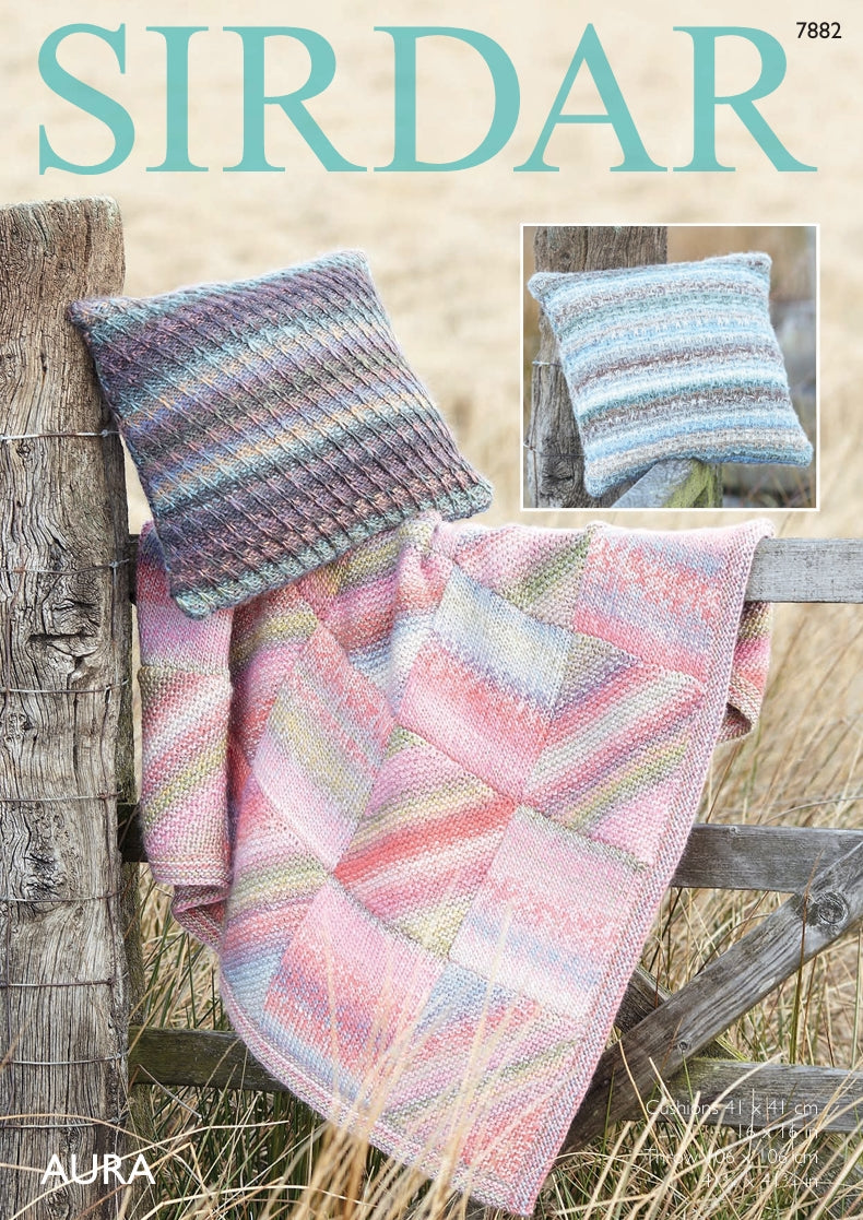 Sirdar Throw and Cushion Covers Knitting Pattern in Sirdar Aura 7882P PDF DOWNLOAD