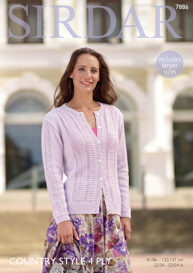 Sirdar Cardigan Knitting Pattern in Sirdar Country Style 4ply 7886P PDF DOWNLOAD