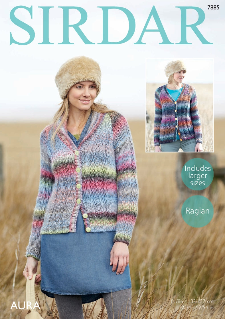 Sirdar Cardigans Knitting Pattern in Sirdar Aura 7885P PDF DOWNLOAD