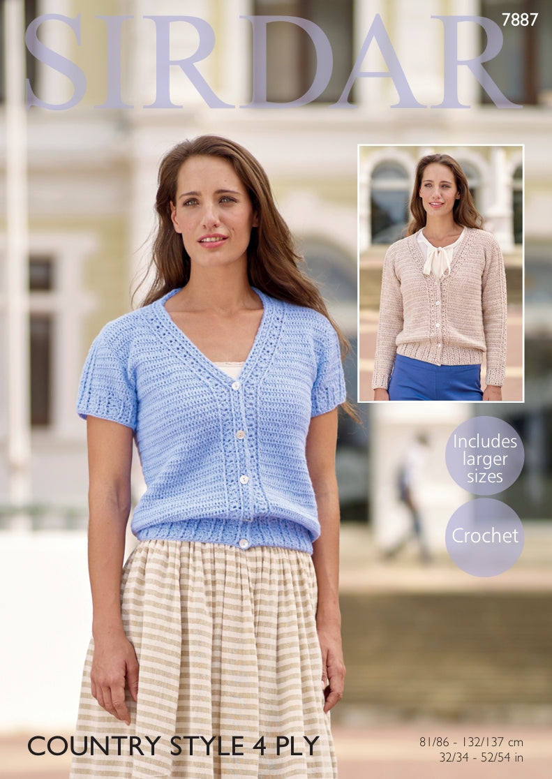 Sirdar Cardigans Crochet Pattern in Sirdar Country Style 4ply 7887P PDF DOWNLOAD