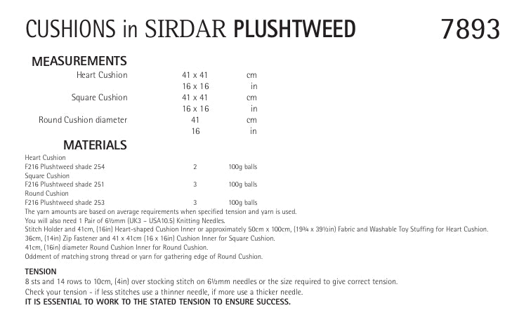 Sirdar Cushions Knitting Pattern in Sirdar Plushtweed 7893P PDF DOWNLOAD
