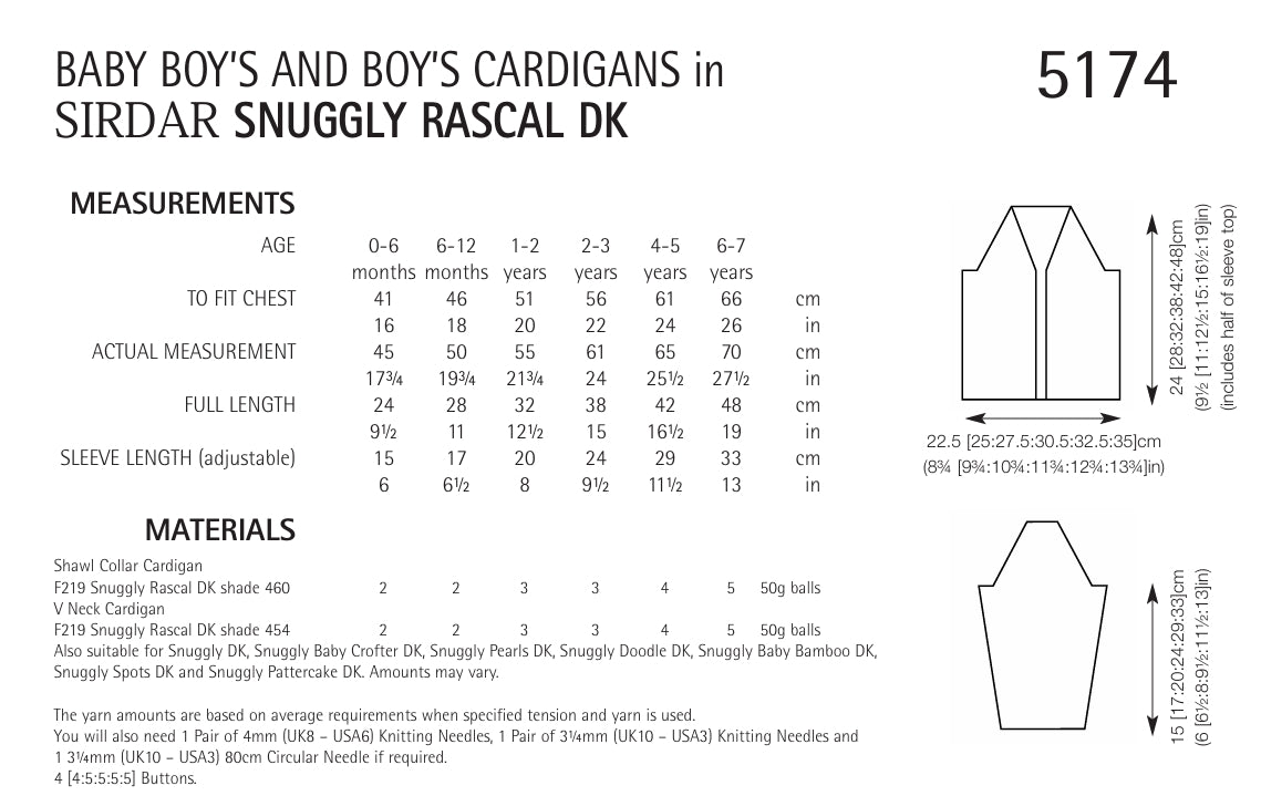 Sirdar Baby Boys & Boys Cardigans Knitting Pattern in DK 5174P PDF DOWNLOAD