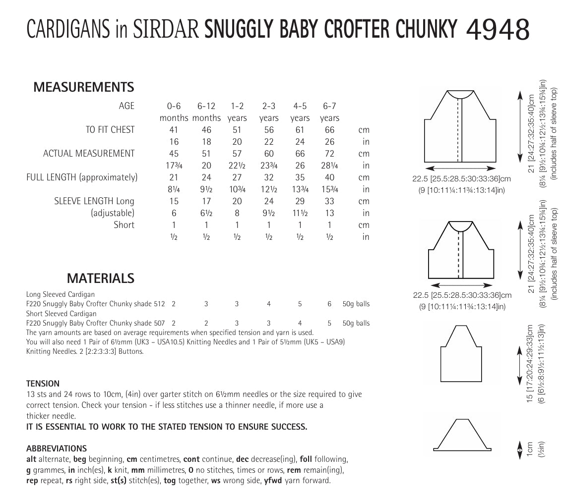 Sirdar Cardigans Knitting Pattern in Chunky 4948P PDF DOWNLOAD