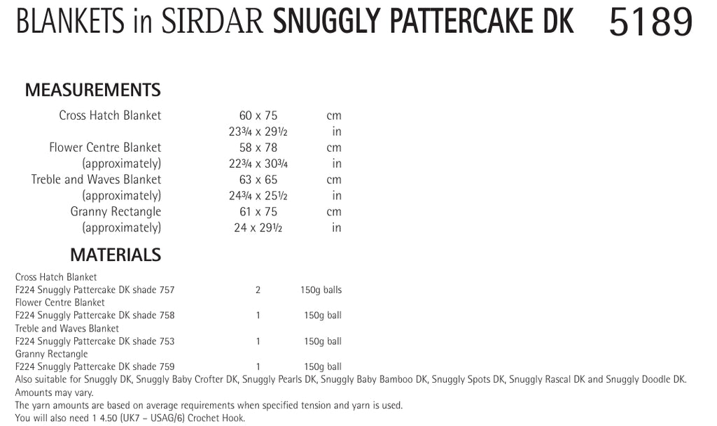 Sirdar Blankets Crochet Pattern in DK 5189P PDF DOWNLOAD