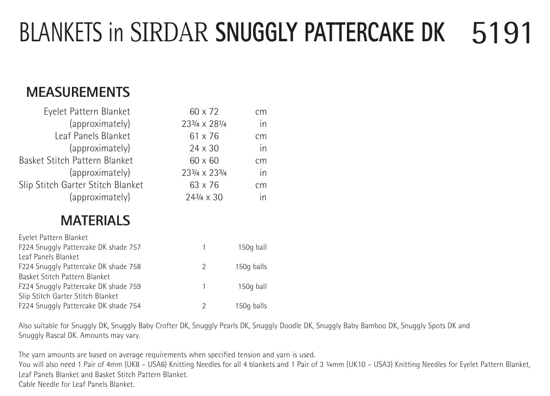 Sirdar Blankets Knitting Pattern in DK 5191P PDF DOWNLOAD
