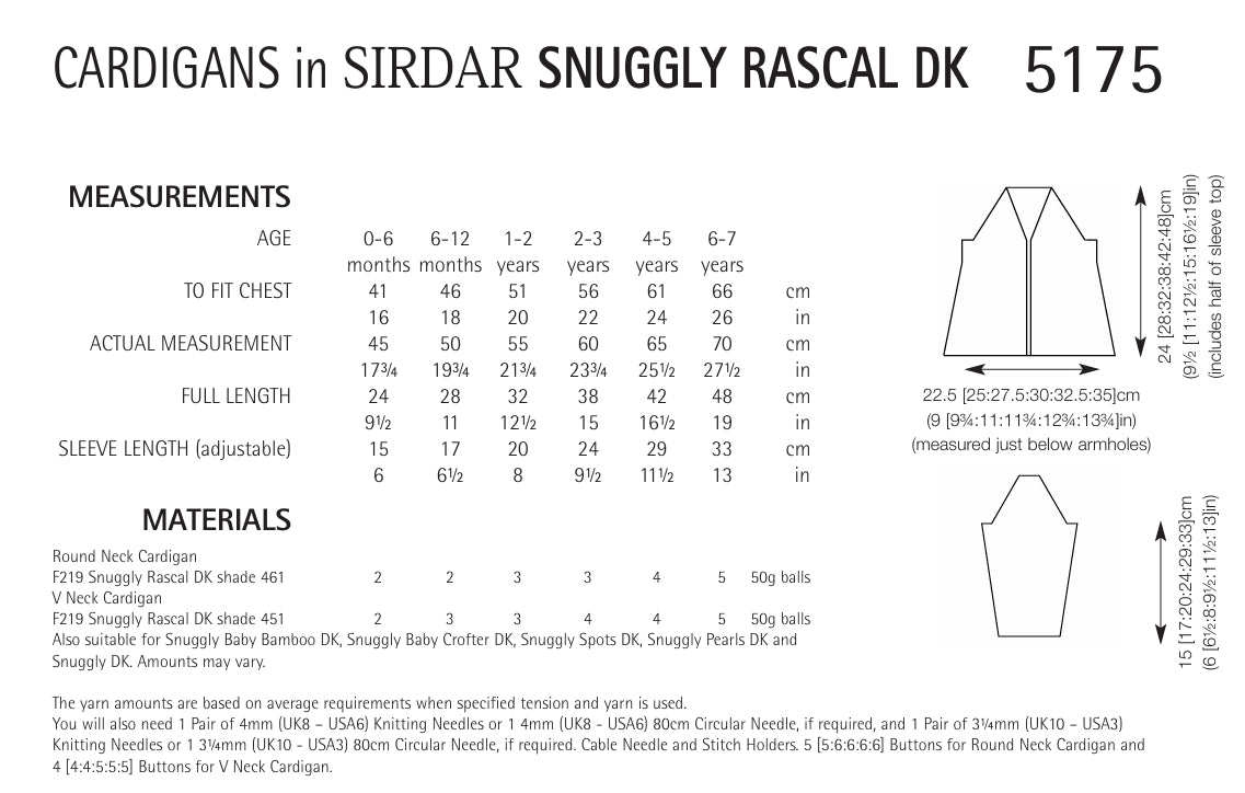 Sirdar Cardigans Knitting Pattern in DK 5175P PDF DOWNLOAD