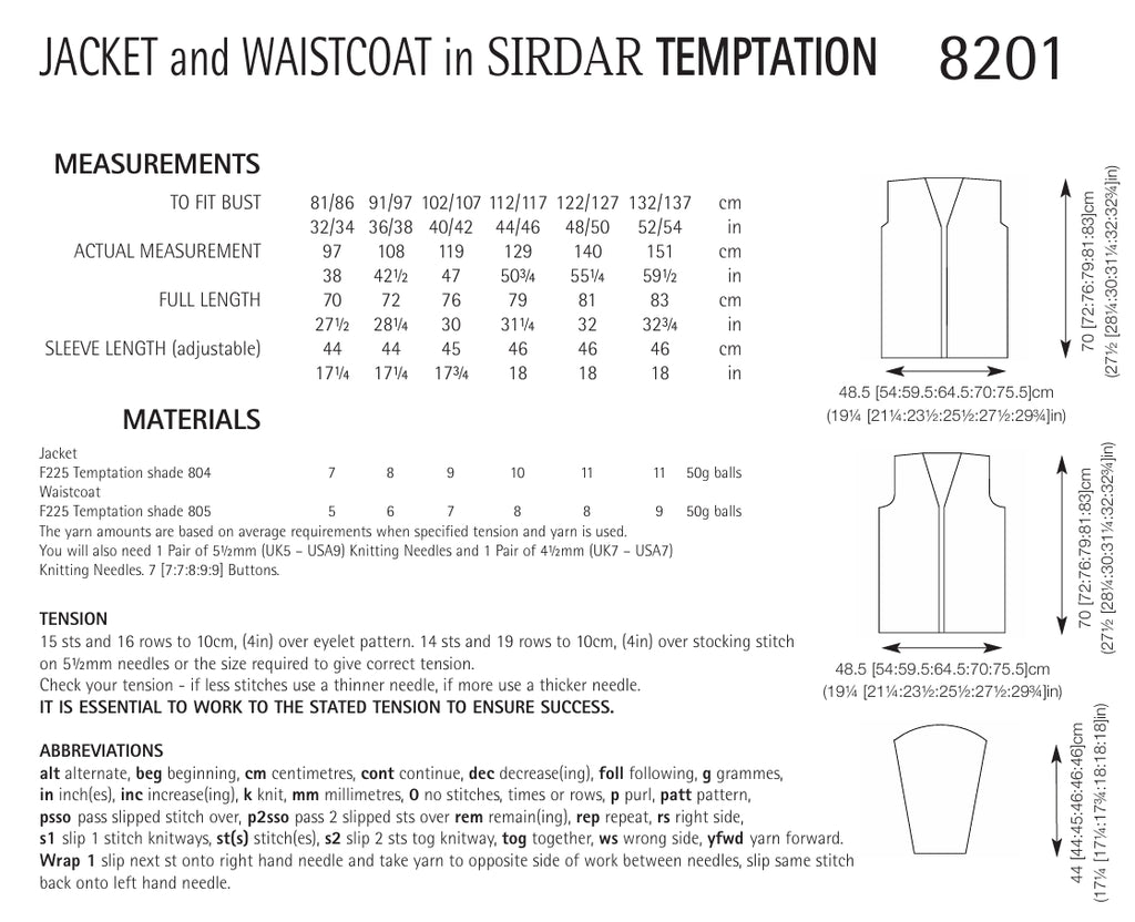 Sirdar Jacket & Waistcoat Knitting Pattern in Chunky 8201P PDF DOWNLOAD