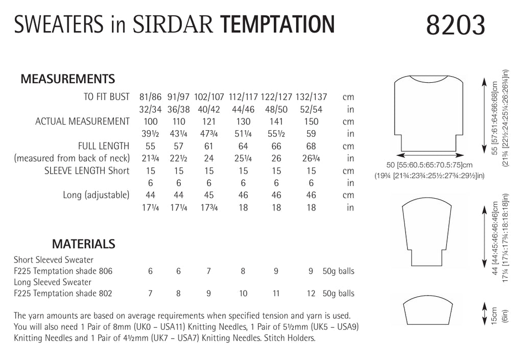 Sirdar Sweaters Knitting Pattern in Chunky 8203P PDF DOWNLOAD