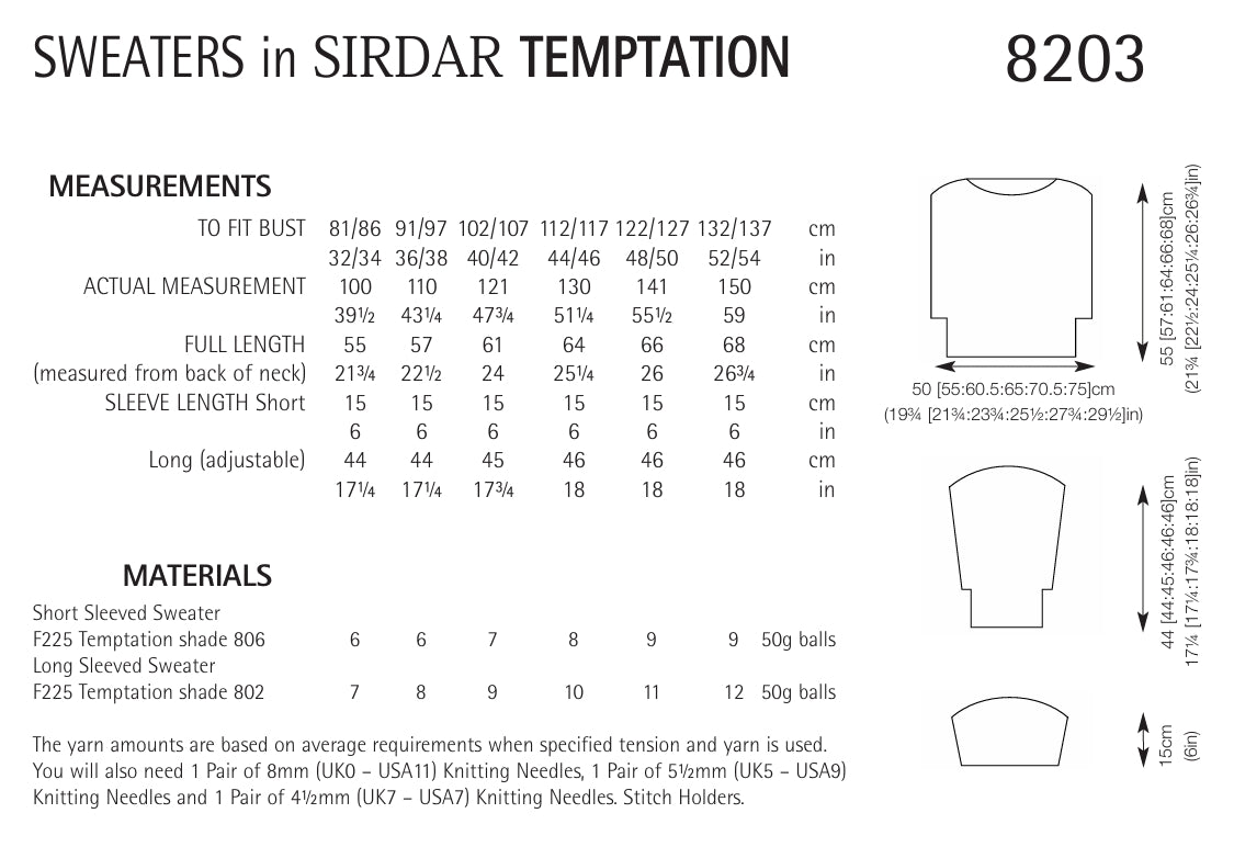 Sirdar Sweaters Knitting Pattern in Chunky 8203P PDF DOWNLOAD