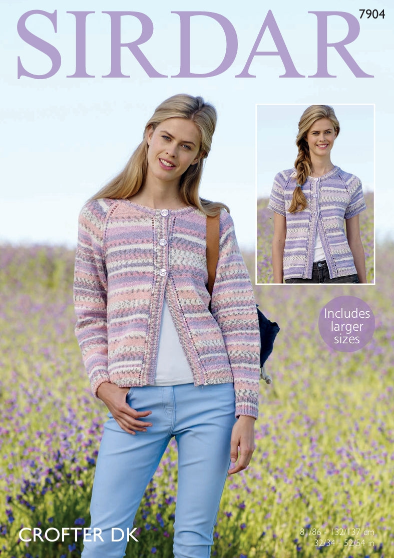 Sirdar Cardigans Knitting Pattern in Sirdar Crofter DK 7904P PDF