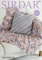 Sirdar Throw and Cushion Cover Knitting Pattern in Sirdar Crofter DK 7905P PDF DOWNLOAD