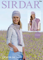 Sirdar Hats and Scarves Knitting Pattern in Sirdar Crofter DK 7906P PDF DOWNLOAD