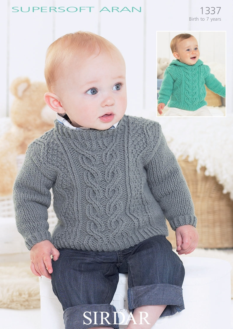 Sirdar Sweaters Knitting Pattern in Supersoft Aran 1337P PDF DOWNLOAD)