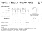 Sirdar Sweaters Knitting Pattern in Supersoft Aran 1337P PDF DOWNLOAD)