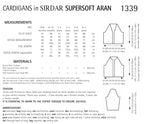 Sirdar Cardigans Knitting Pattern in Supersoft Aran 1339P PDF DOWNLOAD