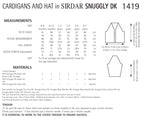 Sirdar Cardigans and Hat Knitting Pattern in Snuggly DK 1419P PDF DOWNLOAD