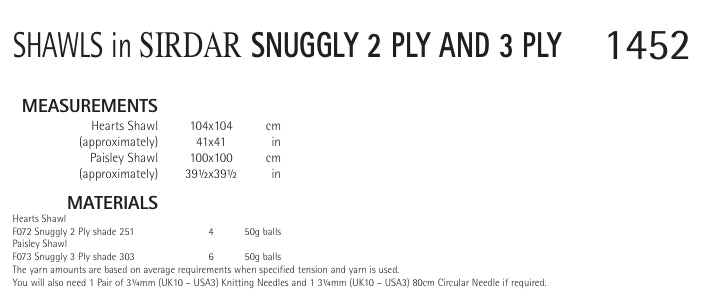 Sirdar Shawls Knitting Pattern in Snuggly 2ply and 3ply 1452P PDF DOWNLOAD