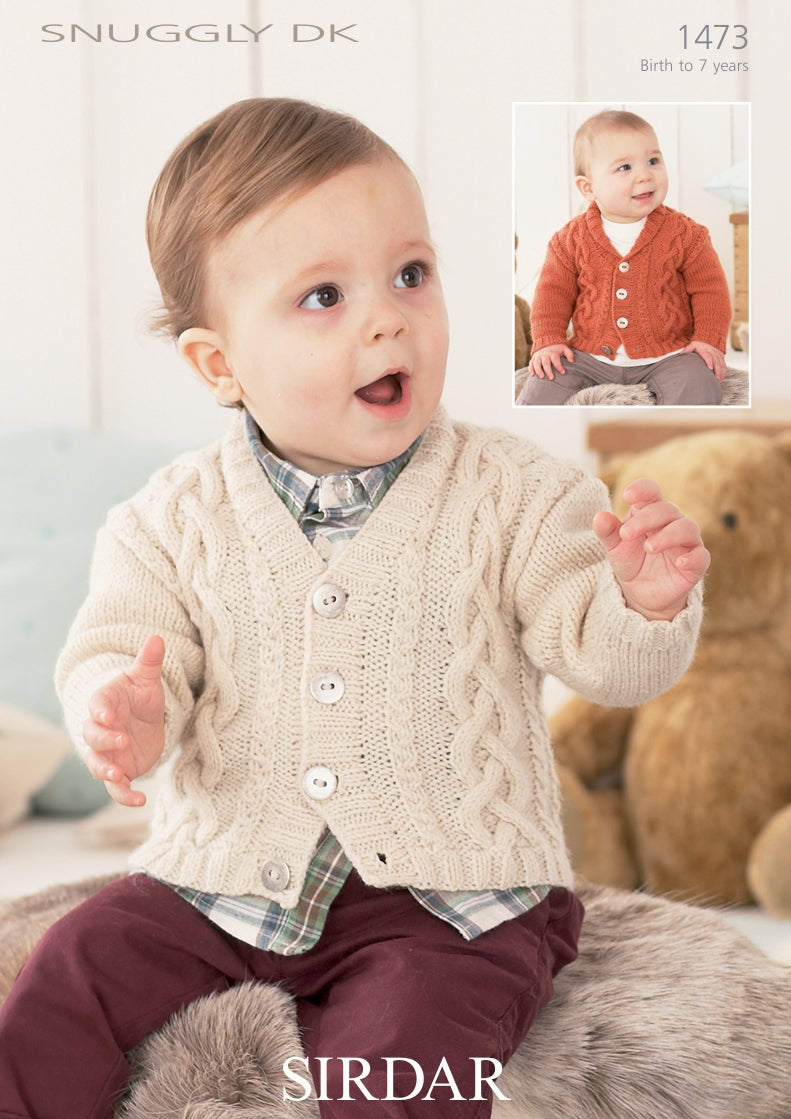 Sirdar V-Neck and Shawl Collar Cardigans Knitting Pattern in Snuggly DK 1473P PDF DOWNLOAD