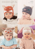 Sirdar Hats and Helmets Knitting Pattern in Snuggly DK and Snowflake DK 1474P PDF DOWNLOAD