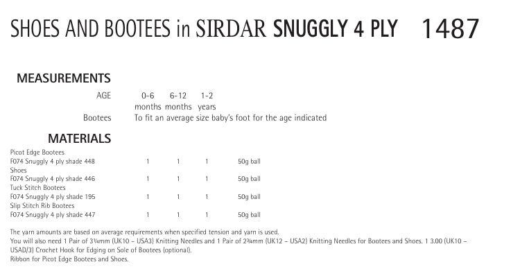 Sirdar Shoes and Bootees Knitting Pattern in Snuggly 4ply 1487P PDF DOWNLOAD
