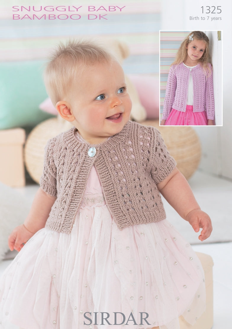 Sirdar Cardigans Knitting Pattern in Snuggly Baby Bamboo DK 1325P PDF DOWNLOAD