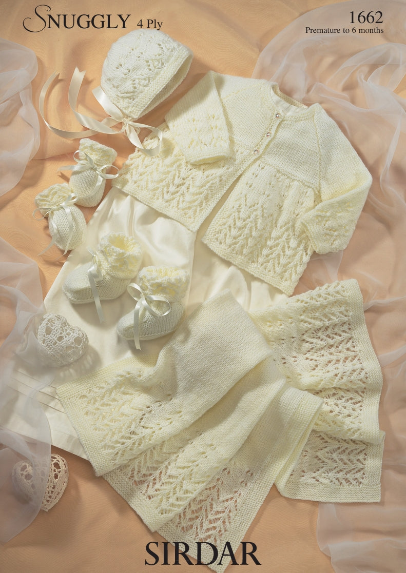Sirdar Lacy Matinee Set Knitting Pattern in Snuggly 4ply 1662P PDF DOWNLOAD