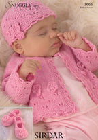 Sirdar Cardigan, Hat and Shoes Knitting Pattern in Snuggly 4ply 1666P PDF DOWNLOAD