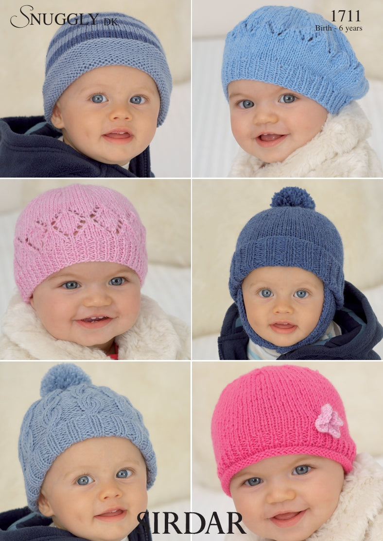 Sirdar Hats Knitting Pattern in Snuggly DK 1711P PDF DOWNLOAD