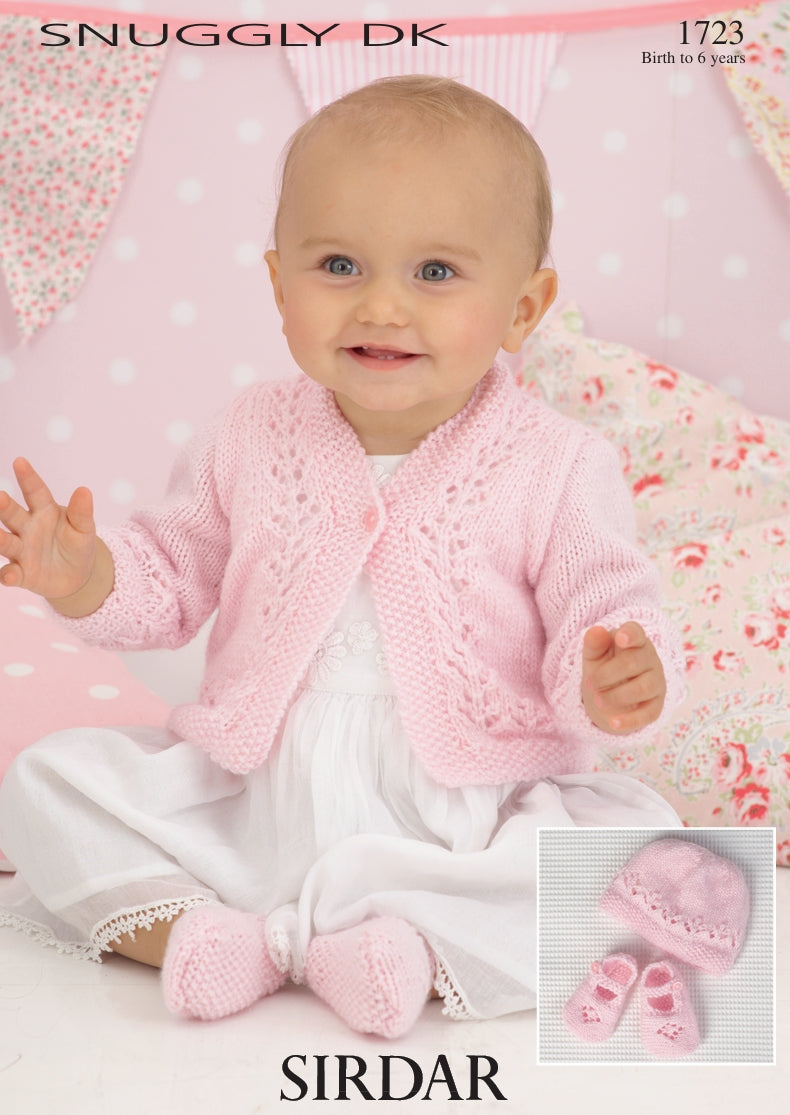 Sirdar Cardigan, Hat and Shoes Knitting Pattern in Snuggly DK 1723P PDF DOWNLOAD