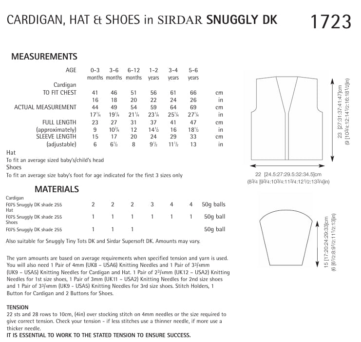 Sirdar Cardigan, Hat and Shoes Knitting Pattern in Snuggly DK 1723P PDF DOWNLOAD