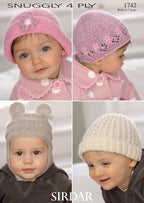 Sirdar Hats Knitting Pattern in Snuggly 4ply 1742P PDF DOWNLOAD
