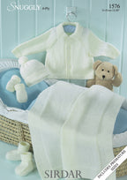 Sirdar Jacket, Hat, Mittens, Bootees and Blanket Knitting Pattern in Snuggly 4ply 1576P PDF DOWNLOAD