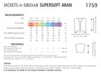 Sirdar Jackets Knitting Pattern in Supersoft Aran 1759P PDF DOWNLOAD