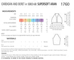 Sirdar Cardigan and Beret Knitting Pattern in Supersoft Aran 1760P PDF DOWNLOAD
