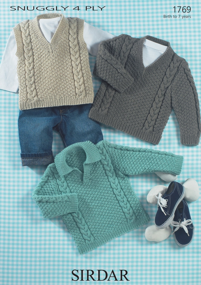 Sirdar Sweaters and Slipover Knitting Pattern in Snuggly 4ply 1769P PDF DOWNLOAD