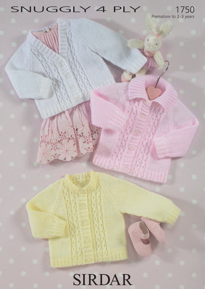 Sirdar Cardigans Knitting Pattern in Snuggly 4ply 1750P PDF DOWNLOAD