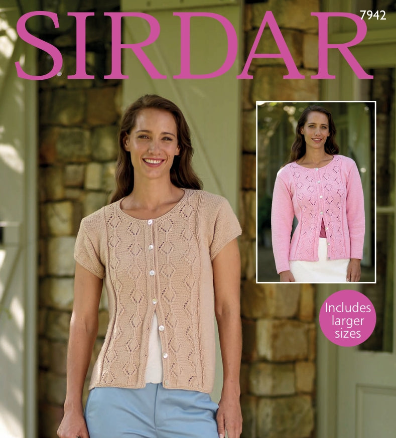 Sirdar Cardigans Knitting Pattern in Sirdar Double Crepe DK 7942P PDF DOWNLOAD