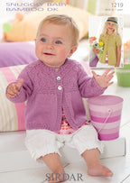 Sirdar Cardigans Knitting Pattern in Snuggly Baby Bamboo DK 1219P PDF DOWNLOAD