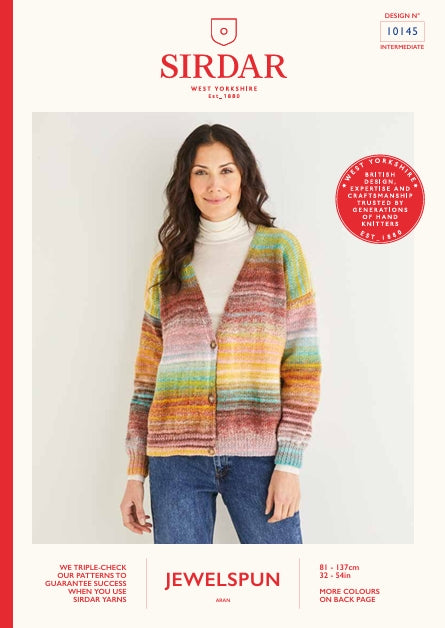 Sirdar Ladies Cardigan Knitting Pattern in Jewelspun Aran 10145P PDF DOWNLOAD