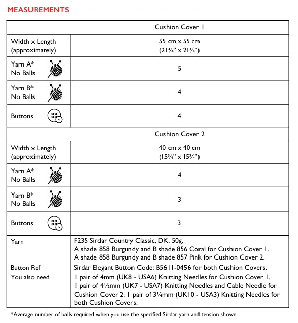 Sirdar Cushion Covers Knitting Pattern in Country Classic DK 10303P PDF DOWNLOAD