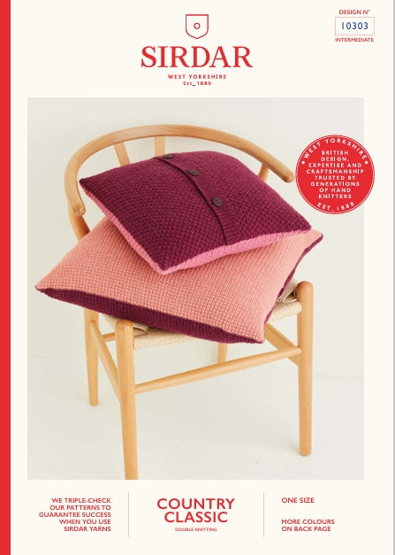 Sirdar Cushion Covers Knitting Pattern in Country Classic DK 10303P PDF DOWNLOAD