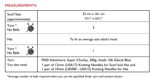 Sirdar Ladies Scarf and Bobble Hat Knitting Pattern in Sirdar Adventure Super Chunky 10316P PDF DOWNLOAD