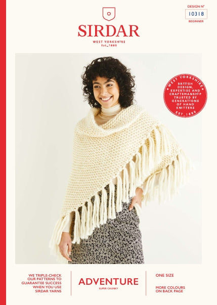 Sirdar Ladies Shawl Knitting Pattern in Sirdar Adventure Super Chunky 10318P PDF DOWNLOAD