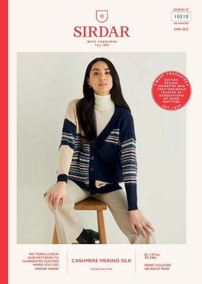 Sirdar Cardigan Knitting Pattern in Cashmere Merino Silk DK 10310P PDF DOWNLOAD