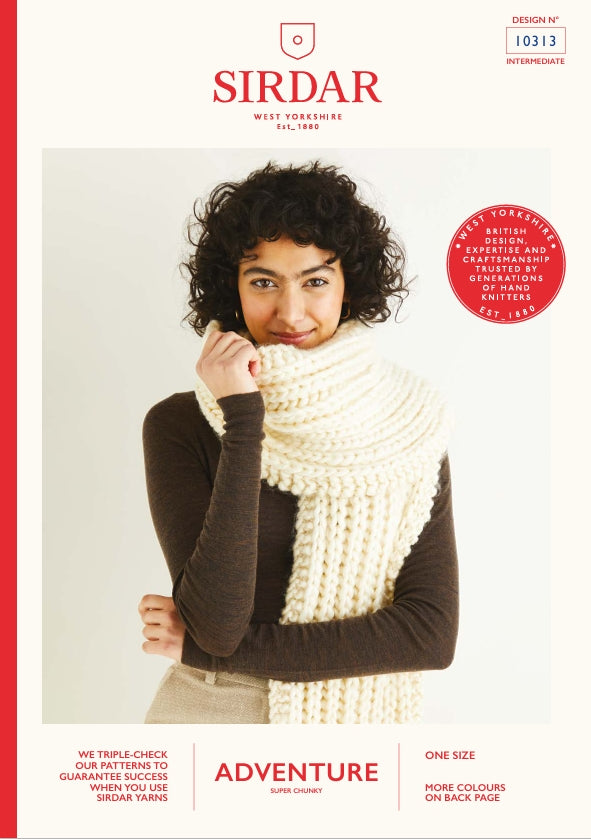 Sirdar Ladies Scarf Knitting Pattern in Sirdar Adventure Super Chunky 10313P PDF DOWNLOAD